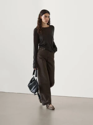 Proste Jeansy Ze Średnim Stanem - Brązowy - - Massimo Dutti - Kobieta
