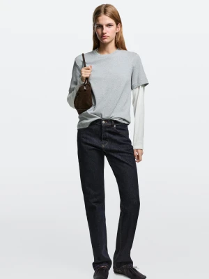 Proste Jeansy Ze Średnim Stanem - Ciemnoniebieski - Massimo Dutti - Female