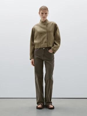 Proste Jeansy Ze Średnim Stanem - Zielony - - Massimo Dutti - Kobieta