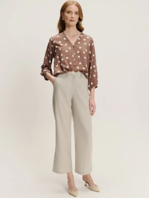 Proste kremowe spodnie z wysokim stanem Greenpoint