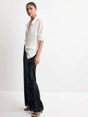 Proste spodnie devoré ciemnoniebieski - Kobieta - - MANGO