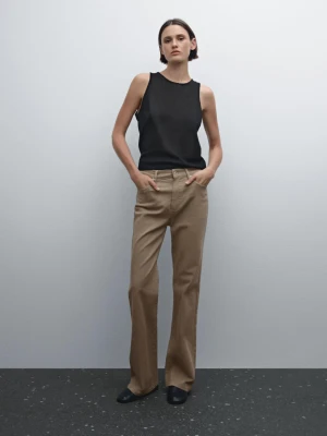 Proste Spodnie Jeansowe Z Wysokim Stanem - Zielony - - Massimo Dutti - Kobieta