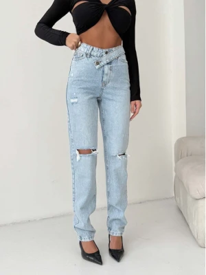 Proste spodnie jeansy z dziurami GAURI - jasny jeans  magmac 