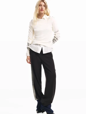 Proste spodnie z dwóch materiałów Desigual