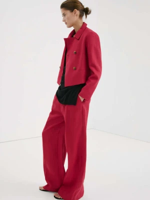 Proste spodnie z lnianej tkaniny czerwony - Kobieta - - MANGO