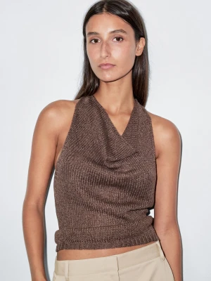 Proste Spodnie Z Mieszanki Bawełny - Beżowy - - Massimo Dutti - Kobieta