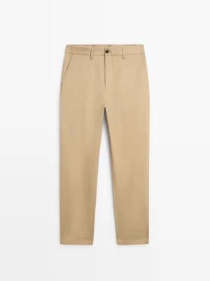 Proste Spodnie Z Mieszanki Bawełny - Opalony - Massimo Dutti - Male