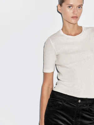 Proste Spodnie Z Mikrosztruksu - Czarny - - Massimo Dutti - Kobieta