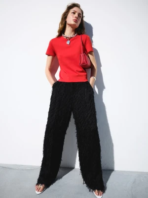 Proste spodnie z nitkami czarny - Kobieta - - MANGO