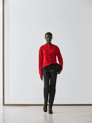 Proste Spodnie Z Tkaniny Technicznej - Czarny - - Massimo Dutti - Kobieta