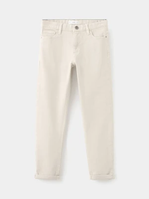 Proste spodnie z wywiniętym dołem beżowy - Dzieci - - MANGO KIDS