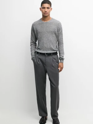 Proste Spodnie Ze 100% Wełny - Szary - - Massimo Dutti - Male