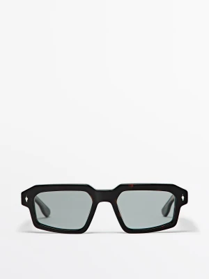 Prostokątne Okulary Przeciwsłoneczne - Brązowy - Massimo Dutti - Male