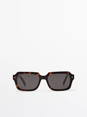 Prostokątne Okulary Przeciwsłoneczne - Brązowy - - Massimo Dutti - Mężczyzna