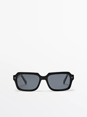 Prostokątne Okulary Przeciwsłoneczne - Czarny - - Massimo Dutti - Mężczyzna