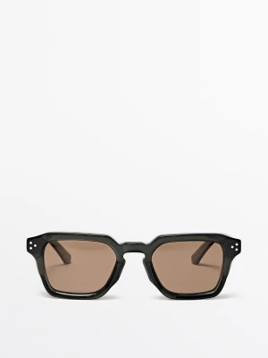 Prostokątne Okulary Przeciwsłoneczne - Zielony - Massimo Dutti - Male