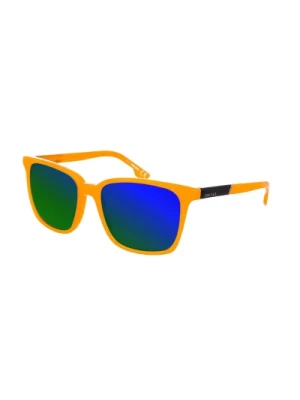 Prostokątne Pomarańczowe Okulary Przeciwsłoneczne z Ciemnoniebieskimi Lustrem Diesel