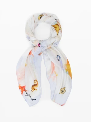 Prostokątny foulard charms Desigual brązowy