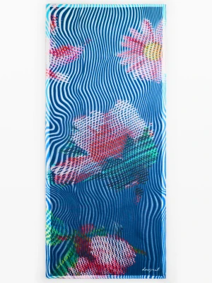Prostokątny kwiatowy foulard Desigual niebieski