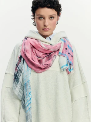 Prostokątny szalik grunge Desigual brązowy