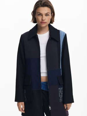 Prosty płaszcz patchworkowy Desigual