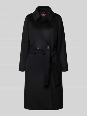 Prosty płaszcz z czystej żywej wełny model 'BCOLLAG' Max Mara Czarny