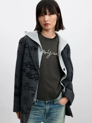 rozpinany blazer z wełny Desigual czarny