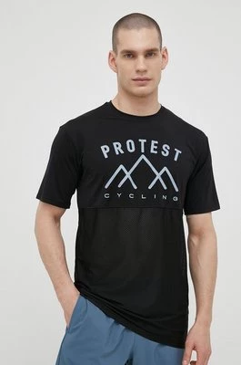 Protest t-shirt rowerowy Prtcornet kolor czarny z nadrukiem