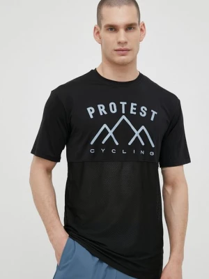 Protest t-shirt rowerowy Prtcornet kolor czarny z nadrukiem