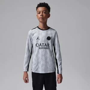 Przedmeczowa koszulka piłkarska z długim rękawem dla dużych dzieci Jordan Dri-FIT Paris Saint-Germain Academy Pro (edycja nocna) - Szary
