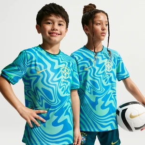 Zdjęcie produktu Przedmeczowa koszulka piłkarska z krótkim rękawem dla dużych dzieci Nike Dri-FIT Brazylia - Zieleń