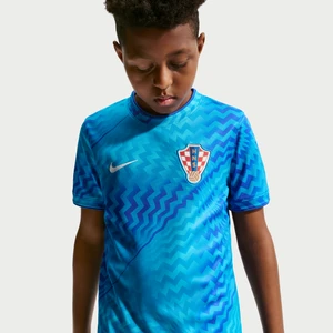 Przedmeczowa koszulka piłkarska z krótkim rękawem dla dużych dzieci Nike Dri-FIT Chorwacja 2026 - Niebieski