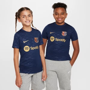 Przedmeczowa koszulka piłkarska z krótkim rękawem dla dużych dzieci Nike Dri-FIT FC Barcelona Academy Pro (wersja domowa) - Niebieski