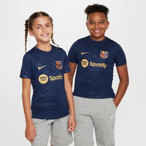 Przedmeczowa koszulka piłkarska z krótkim rękawem dla dużych dzieci Nike Dri-FIT FC Barcelona Academy Pro (wersja domowa) - Niebieski