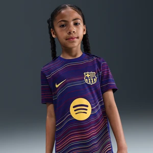 Przedmeczowa koszulka piłkarska z krótkim rękawem dla dużych dzieci Nike Dri-FIT FC Barcelona Academy Pro (wersja domowa) - Niebieski