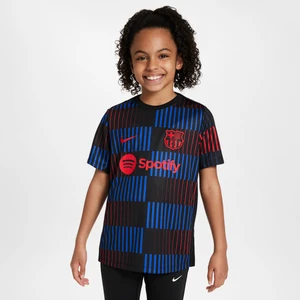Przedmeczowa koszulka piłkarska z krótkim rękawem dla dużych dzieci Nike Dri-FIT FC Barcelona Academy Pro (wersja wyjazdowa) - Czerń