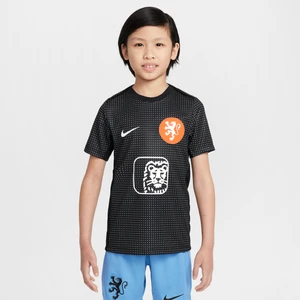 Przedmeczowa koszulka piłkarska z krótkim rękawem dla dużych dzieci Nike Dri-FIT Holandia Academy Pro - Czerń