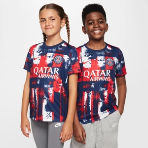 Przedmeczowa koszulka piłkarska z krótkim rękawem dla dużych dzieci Nike Dri-FIT Paris Saint-Germain Academy Pro (wersja domowa) - Niebieski