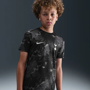 Przedmeczowa koszulka piłkarska z krótkim rękawem dla dużych dzieci Nike Dri-FIT Tottenham Hotspur Academy Pro (wersja wyjazdowa) - Czerń