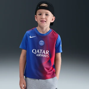 Przedmeczowa koszulka piłkarska z krótkim rękawem dla małych dzieci Nike Dri-FIT Total 90 Paris Saint-Germain Academy Pro (wersja trzecia) - Niebieski
