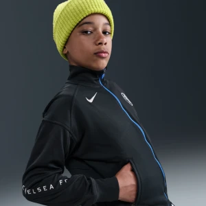 Przedmeczowa kurtka piłkarska dla dużych dzieci Nike Dri-FIT Total 90 Chelsea F.C. Academy Pro (wersja trzecia) - Czerń