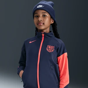 Przedmeczowa kurtka piłkarska dla dużych dzieci Nike Dri-FIT Total 90 FC Barcelona Academy Pro (wersja trzecia) - Niebieski
