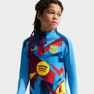 Przedmeczowa treningowa koszulka piłkarska dla dużych dzieci Nike Dri-FIT FC Barcelona Strike (wersja czwarta) - Niebieski