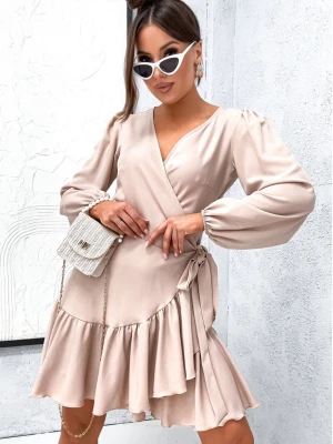 Przekładana sukienka z falbaną NALINA - cappuccino  magmac 