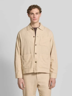 Przeskalowana koszula-kurtka z mieszanki lnu i bawełny model 'OTTO BRODY' Selected Homme