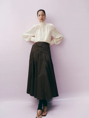 Prześwitująca bluzka z golfem kremowy / écru - Kobieta - - MANGO