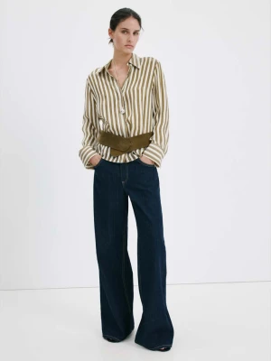 Prześwitująca koszula z lyocellu w paski khaki - Kobieta - - MANGO