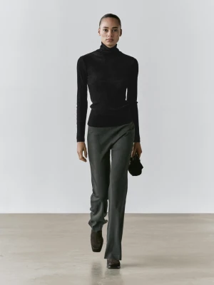 Prześwitująca Koszulka Z Długim Rękawem - Czarny - - Massimo Dutti - Kobieta