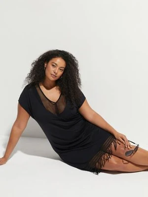 Prześwitująca sukienka plażowa z wiskozy bonprix