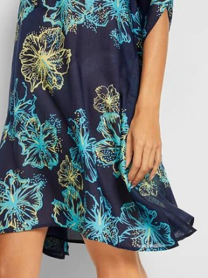 Prześwitująca tunika plażowa z dekoltem w serek bonprix